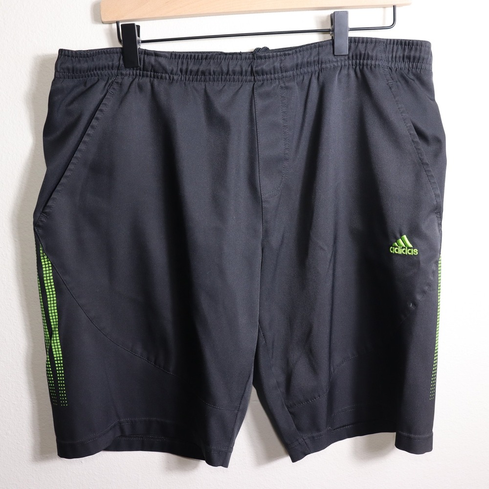 Adidas Athletic Shorts Black Neon Green